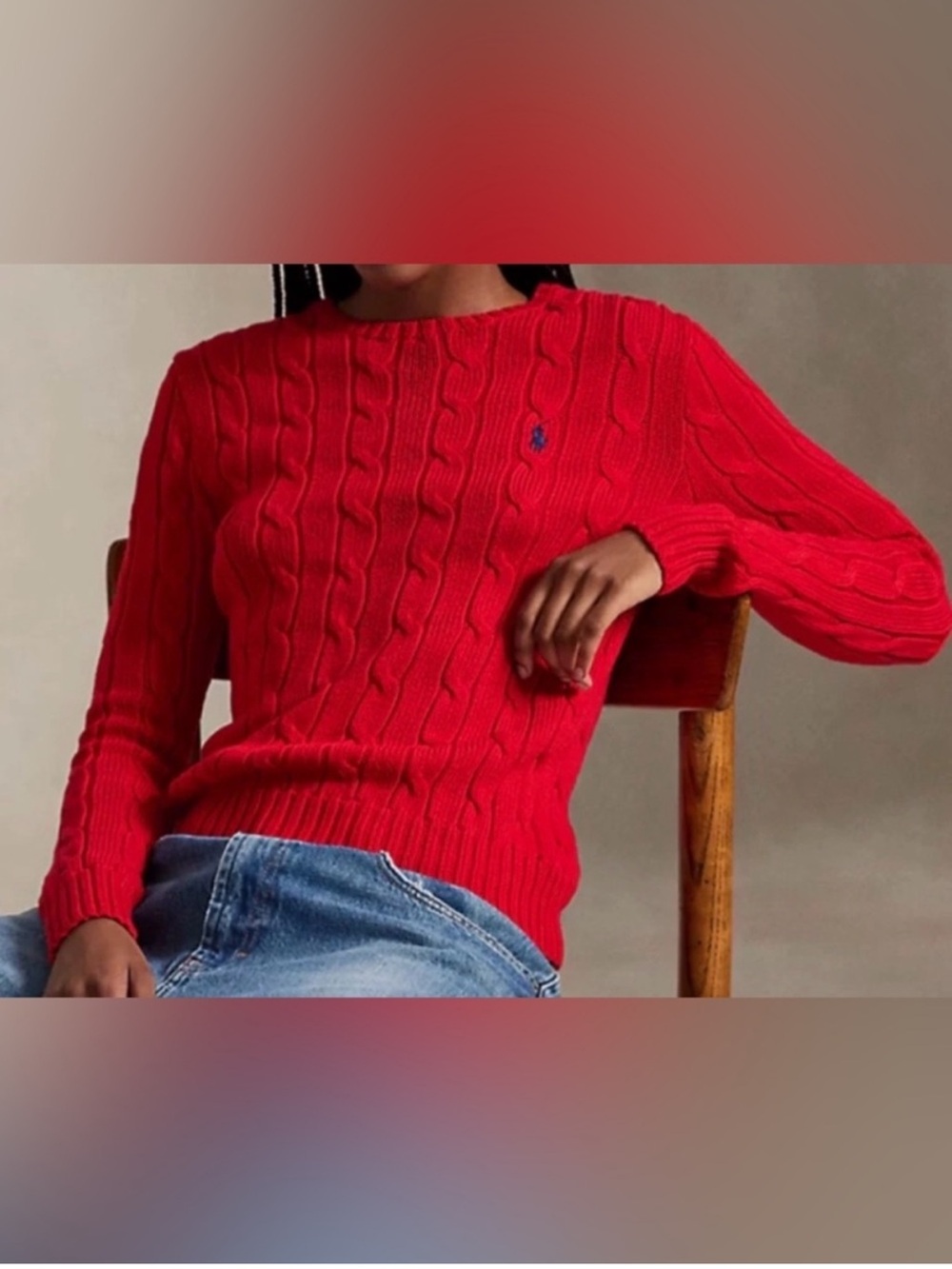 NWT Polo Ralph Lauren Cable Knit Pima Cotton Crewneck Sweater Large HOT DEAL🔥 - Picture 5 of 15